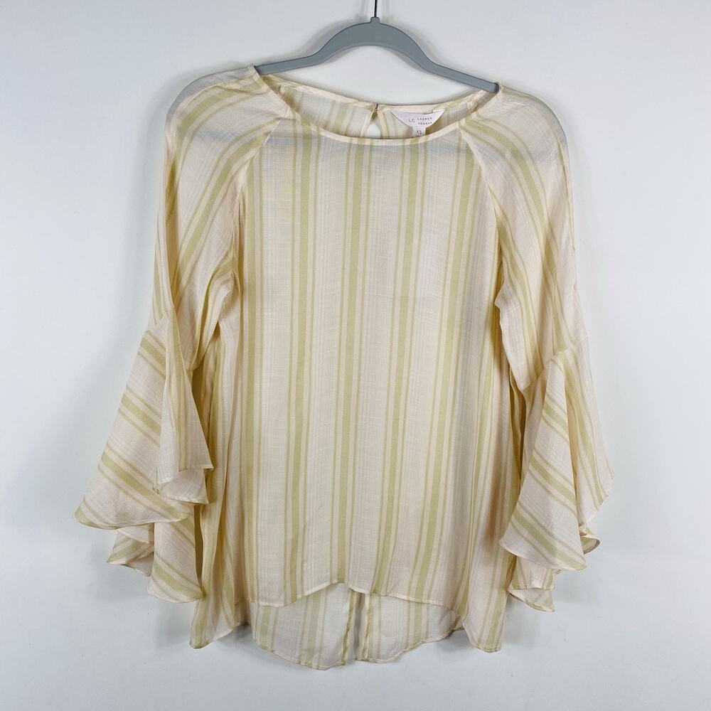 LC Lauren Conrad Top XS Striped Flutter Sleeve Blouse